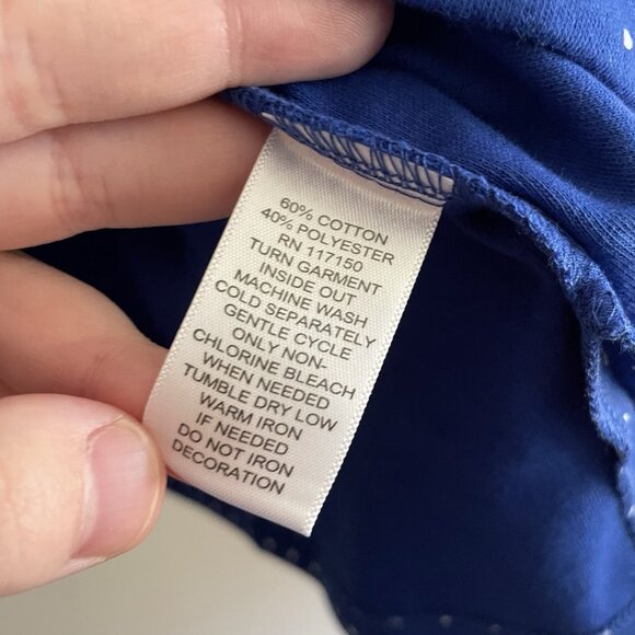 Quacker Factory Sz L Blue Polka Dot Pearl Charm Keyhole 3/4 Sleeve T-Shirt NWOT - Picture 10 of 11